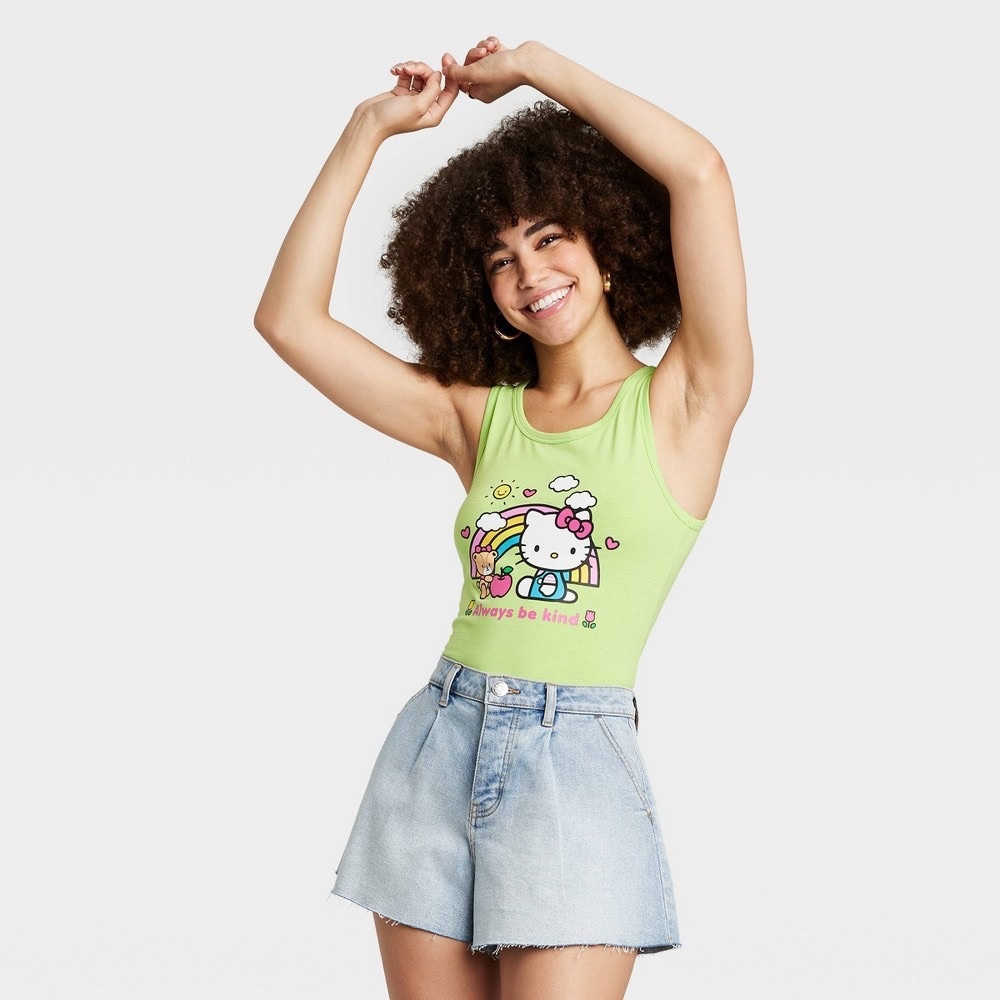 Women's Sanrio Hello Kitty Always Be Kind Graphic Tank Top - Green S